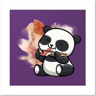 Cute Panda Sushi Time - Adorable Panda - Kawaii Panda Posters and Art